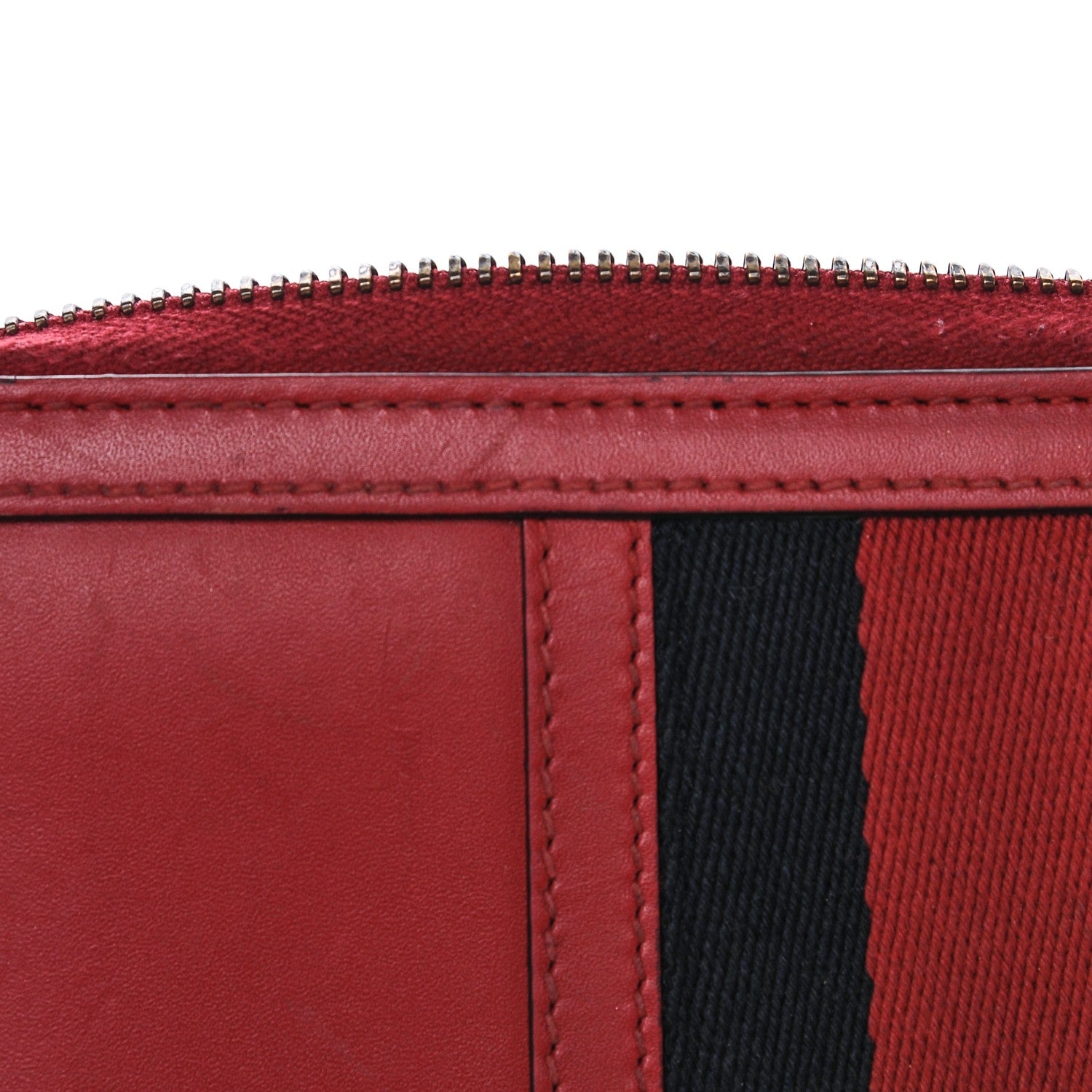 Gucci Calfskin Web Rania Zip Around Wallet Red 7 of 9