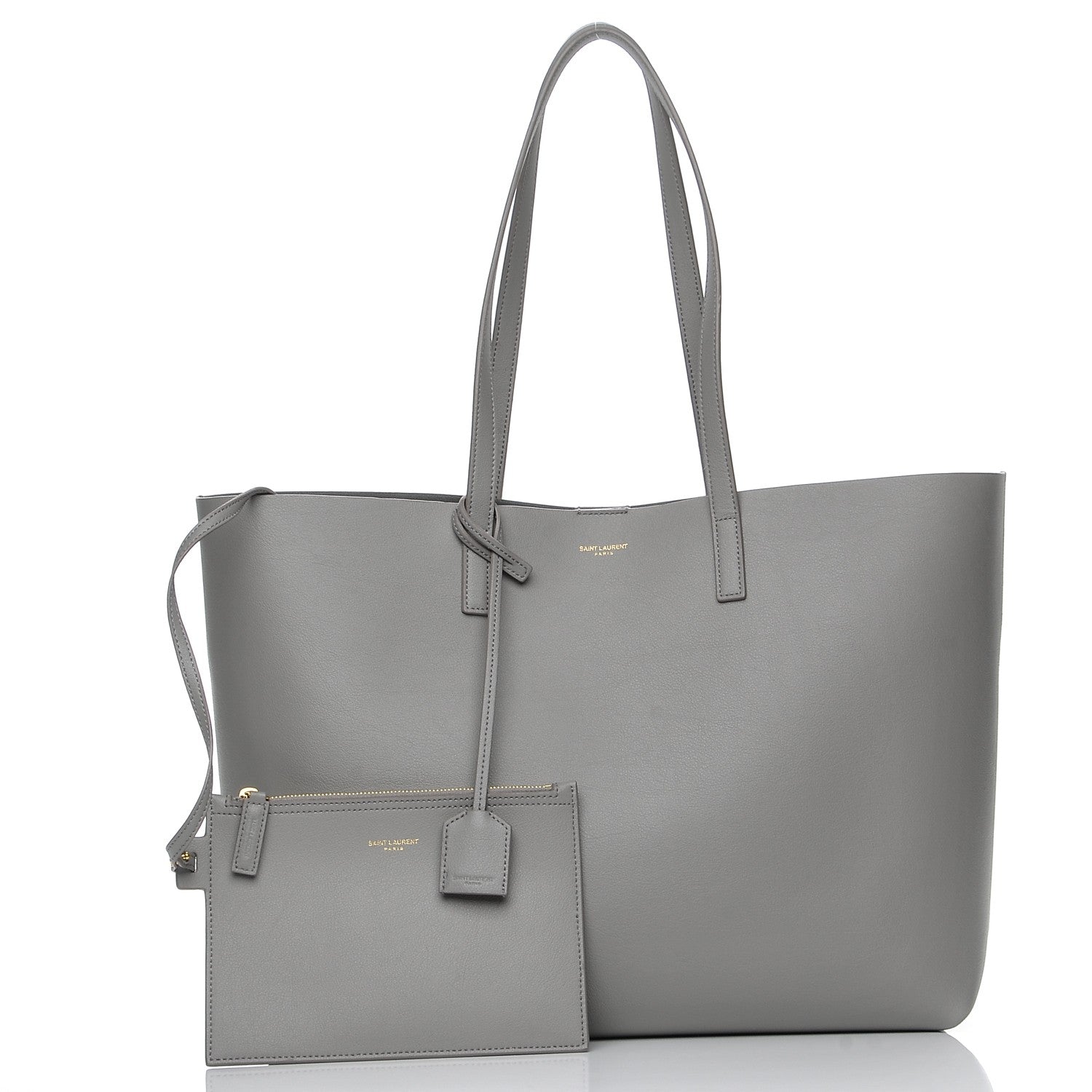Saint Laurent Calfskin Large Shopping Tote Oyster Grey 5 of 10