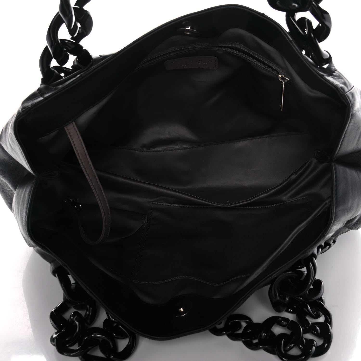 Chanel Calfskin Modern Chain Rhodoid East West Tote Black 10 of 13