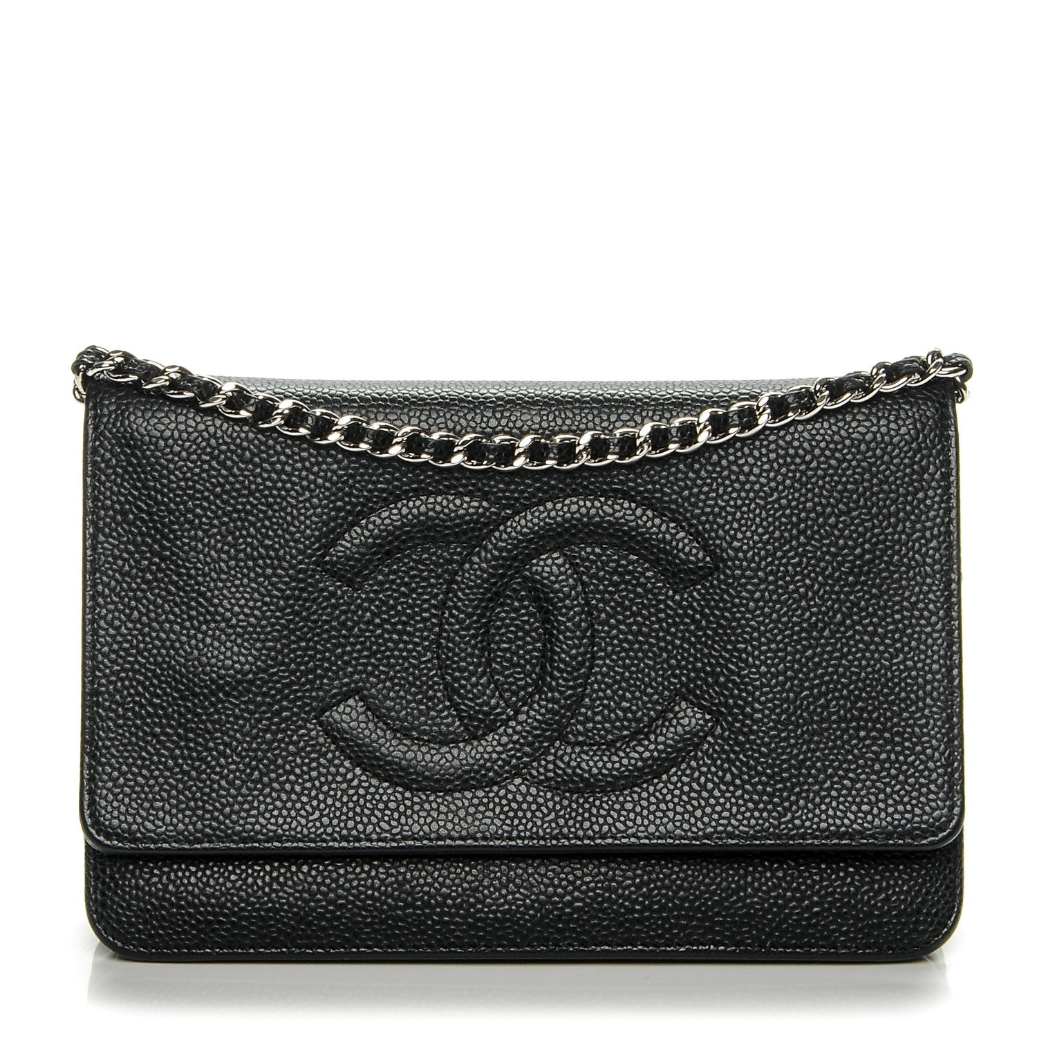 Chanel Caviar Timeless CC Wallet On Chain WOC Black 1 of 8