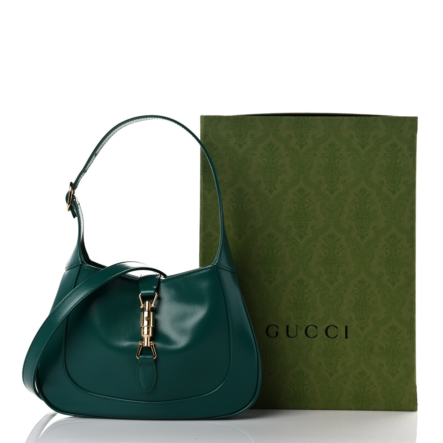 Gucci Boarded Dyana Lux Calfskin Small Jackie 1961 Hobo Emerald 10 of 10
