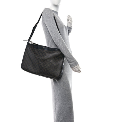 Celine Triomphe Canvas Calfskin Large Romy Shoulder Bag Black 2 of 10