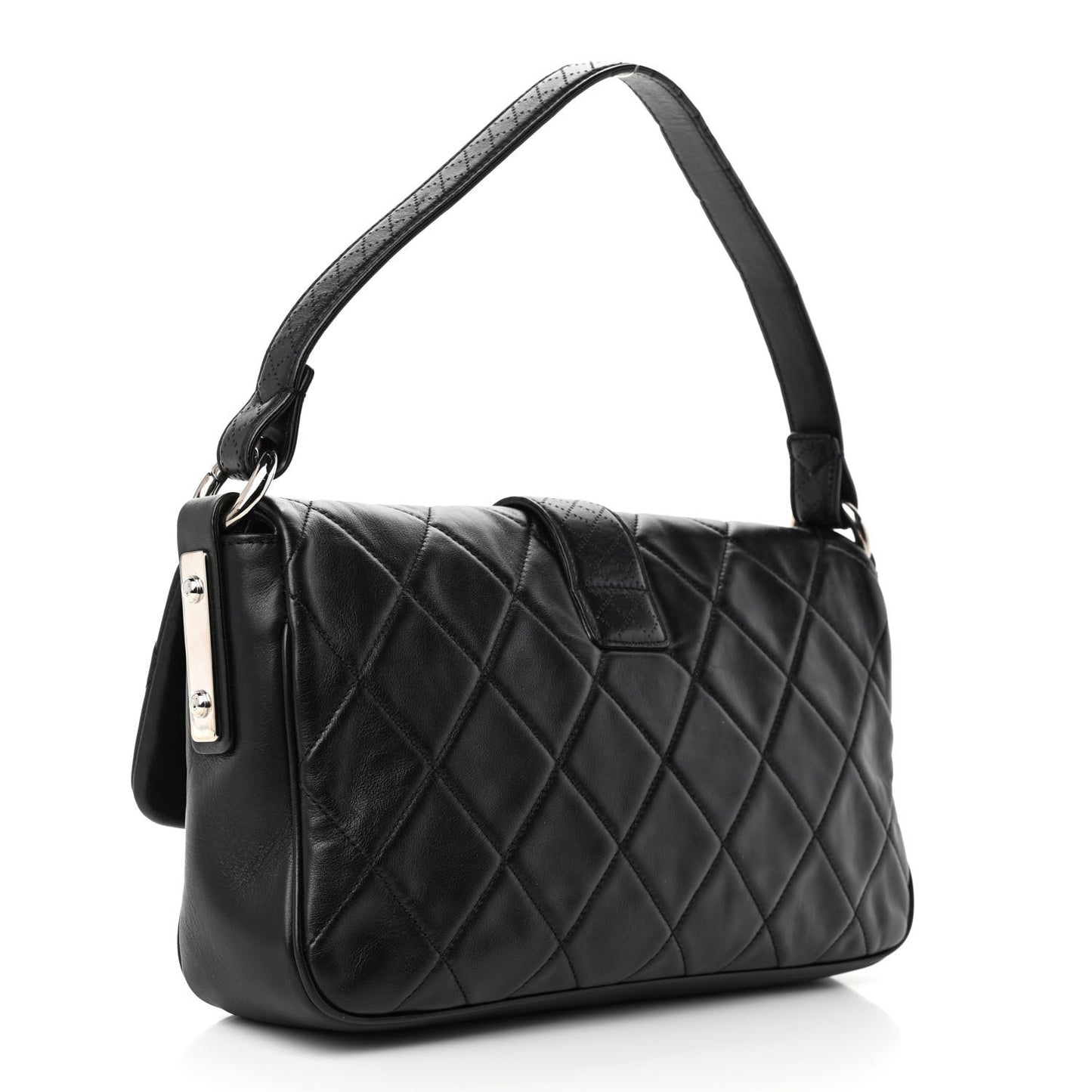 Lambskin Quilted Shoulder Bag Black