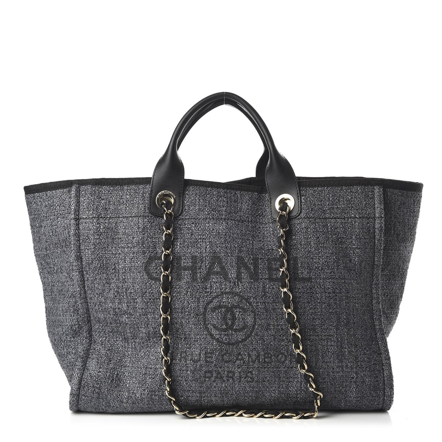 Woven Straw Raffia Large Deauville Tote Grey