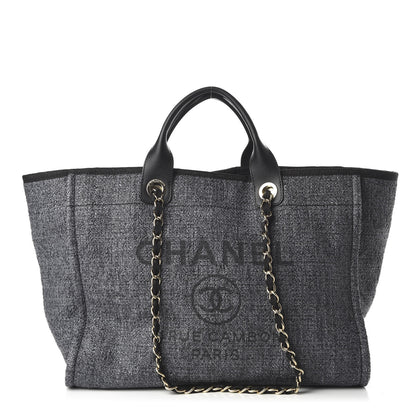 Chanel Woven Straw Raffia Large Deauville Tote Grey 1 of 11