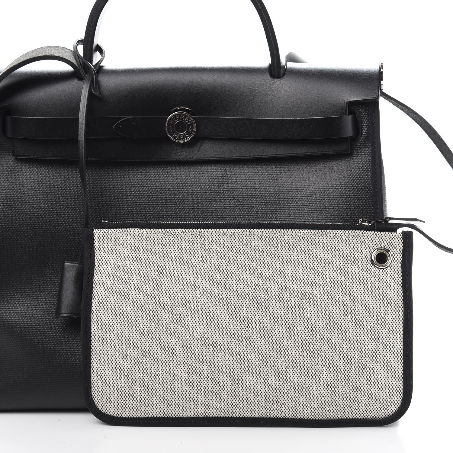 Hermes Toile H Berline Vache Hunter Herbag Zip PM 31 Black Ecru 9 of 14
