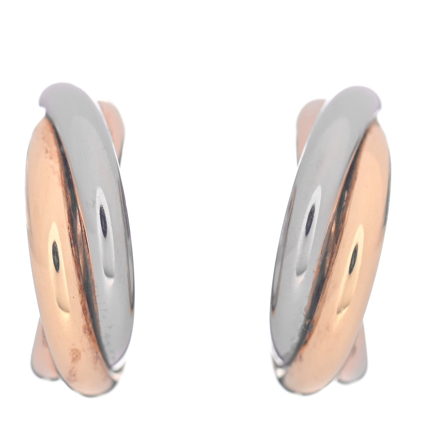 18K Pink Yellow White Gold Small Trinity Hoop Earrings