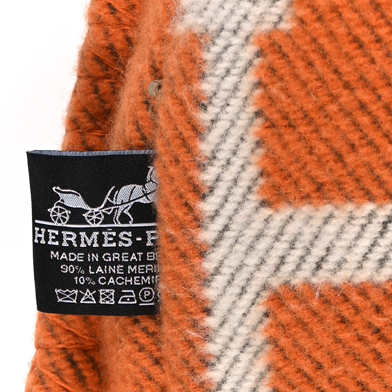 Hermes Wool Cashmere Avalon Pillow PM Ecru Potiron 3 of 3