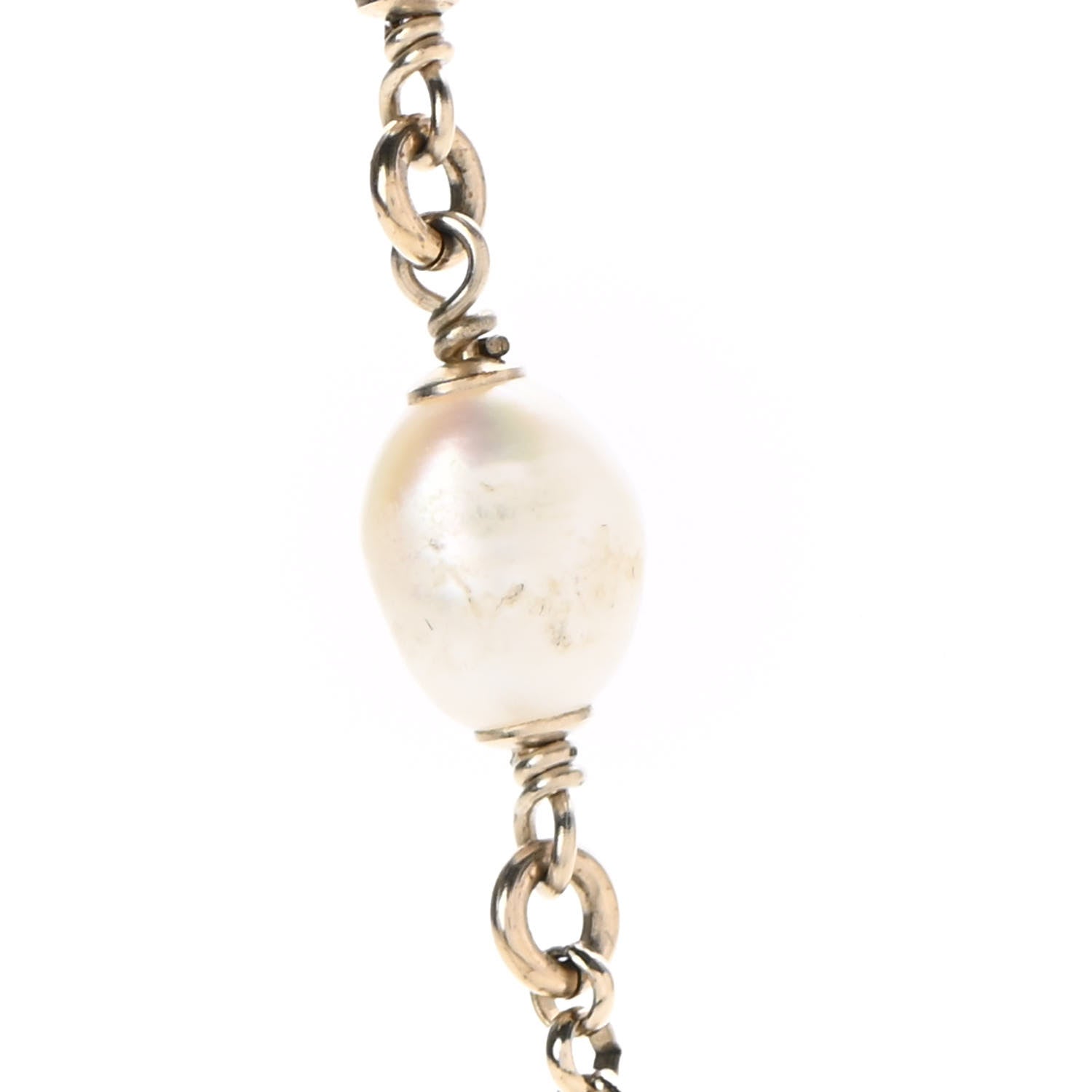 Chanel Crystal Pearl CC Pendant Necklace Gold Pink 7 of 8