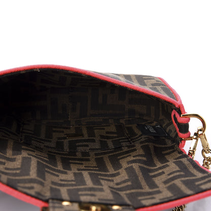 Fendi Fabric Jacquard FF 1974 Roma Armor Mini Baguette Tobacco Moro Fuxia Fluo 5 of 10