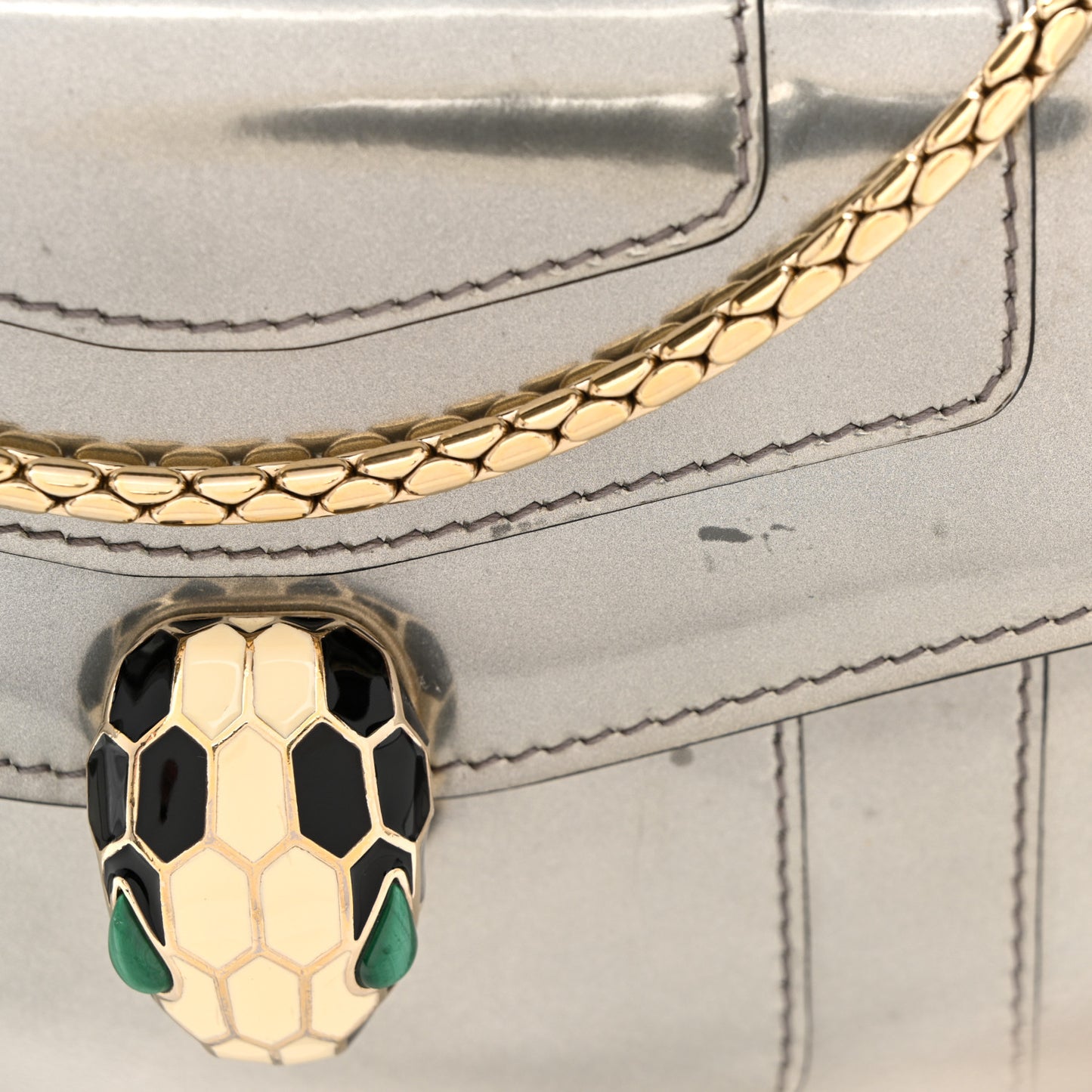 Metallic Calfskin Small Serpenti Forever Snake Strap Crossbody Bag Silver