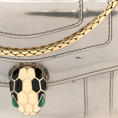 Bulgari Metallic Calfskin Small Serpenti Forever Snake Strap Crossbody Bag Silver 14 of 14