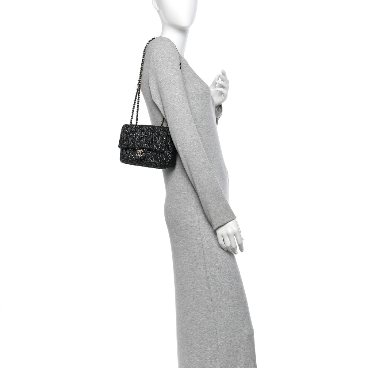 Chanel Crystal Quilted Mini Rectangular Flap Bag Black 2 of 10