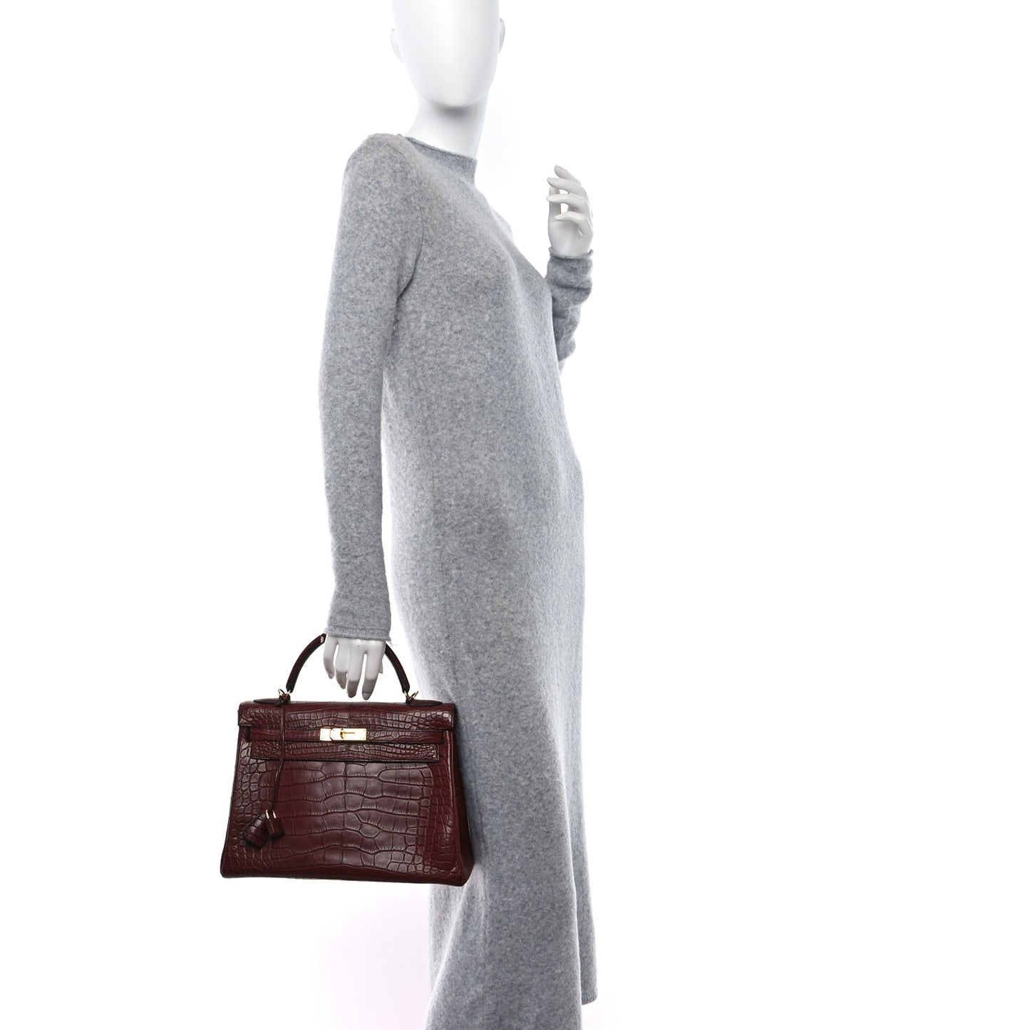 Matte Alligator Kelly Retourne 32 Bourgogne