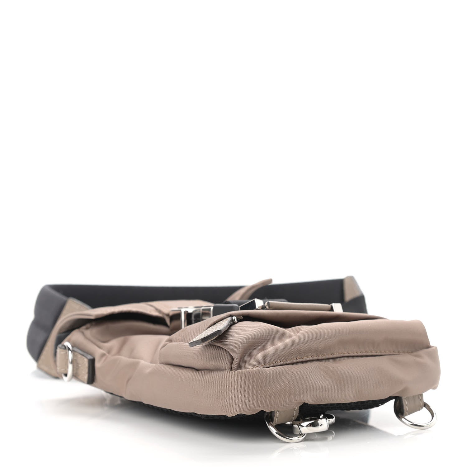 Fendi Econyl Nylon Santander Cuoio Roma Mini Fendiness Backpack Corda Palladium Miele Scuro 4 of 10