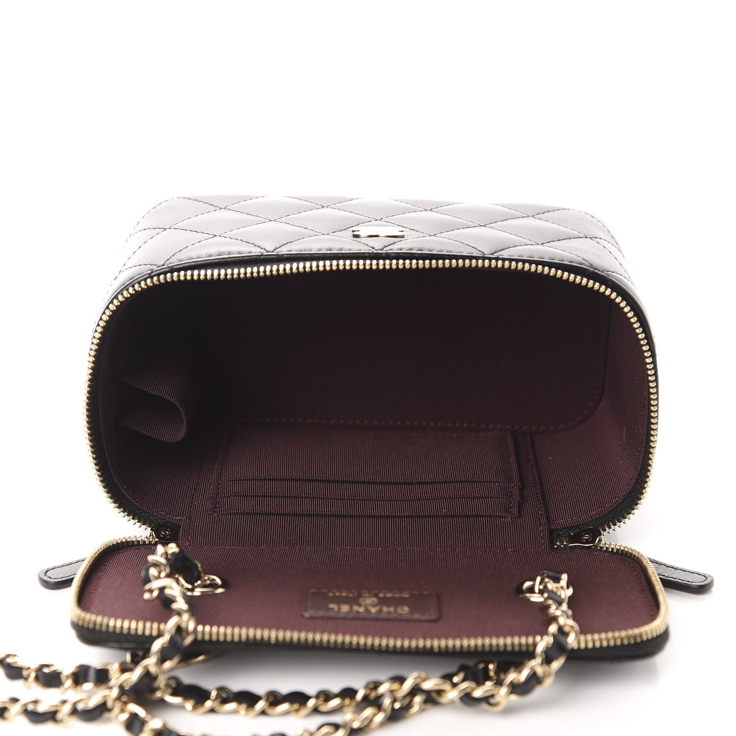 Chanel Lambskin Quilted Small Vanity Case With Chain Black 5 of 11