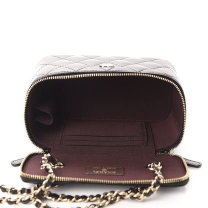 Chanel Lambskin Quilted Small Vanity Case With Chain Black 5 of 11