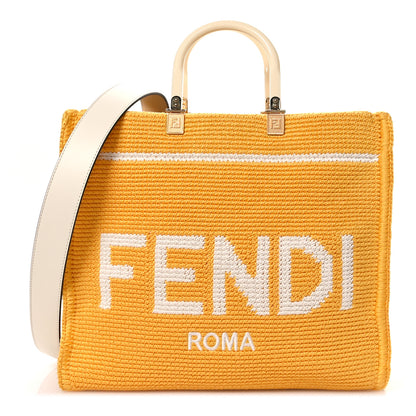 Fendi Crochet Vitello King Logo Plexiglass Medium Fendi Sunshine Shopper Tote Mimosa Panna 1 of 10