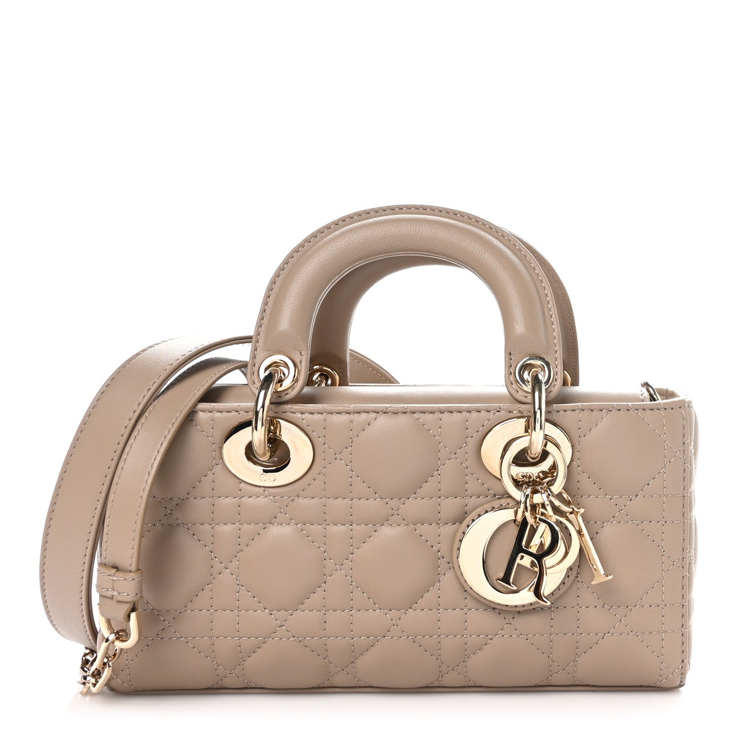 Lambskin Cannage Small Lady D-Joy Powder Beige