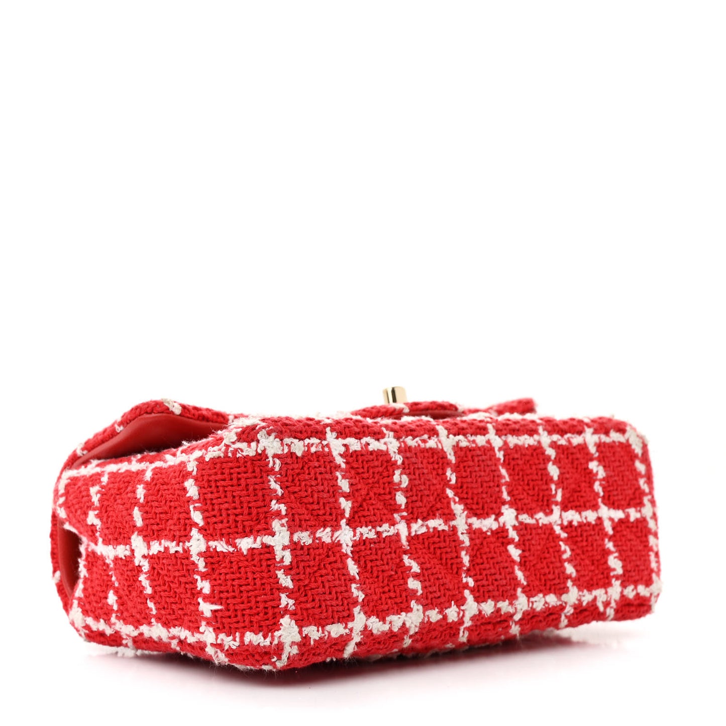 Tweed Quilted Mini Rectangular Flap White Red