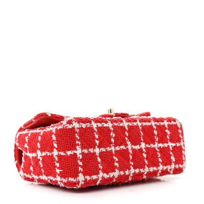 Chanel Tweed Quilted Mini Rectangular Flap White Red 4 of 13