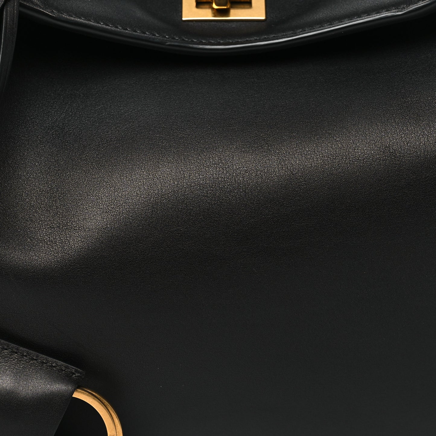 Natural Smooth Calfskin Small Rodeo Top Handle Handbag Black