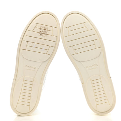 Chanel Calfskin Crocodile Embossed Cocodile High Top Sneakers 40 White 5 of 10