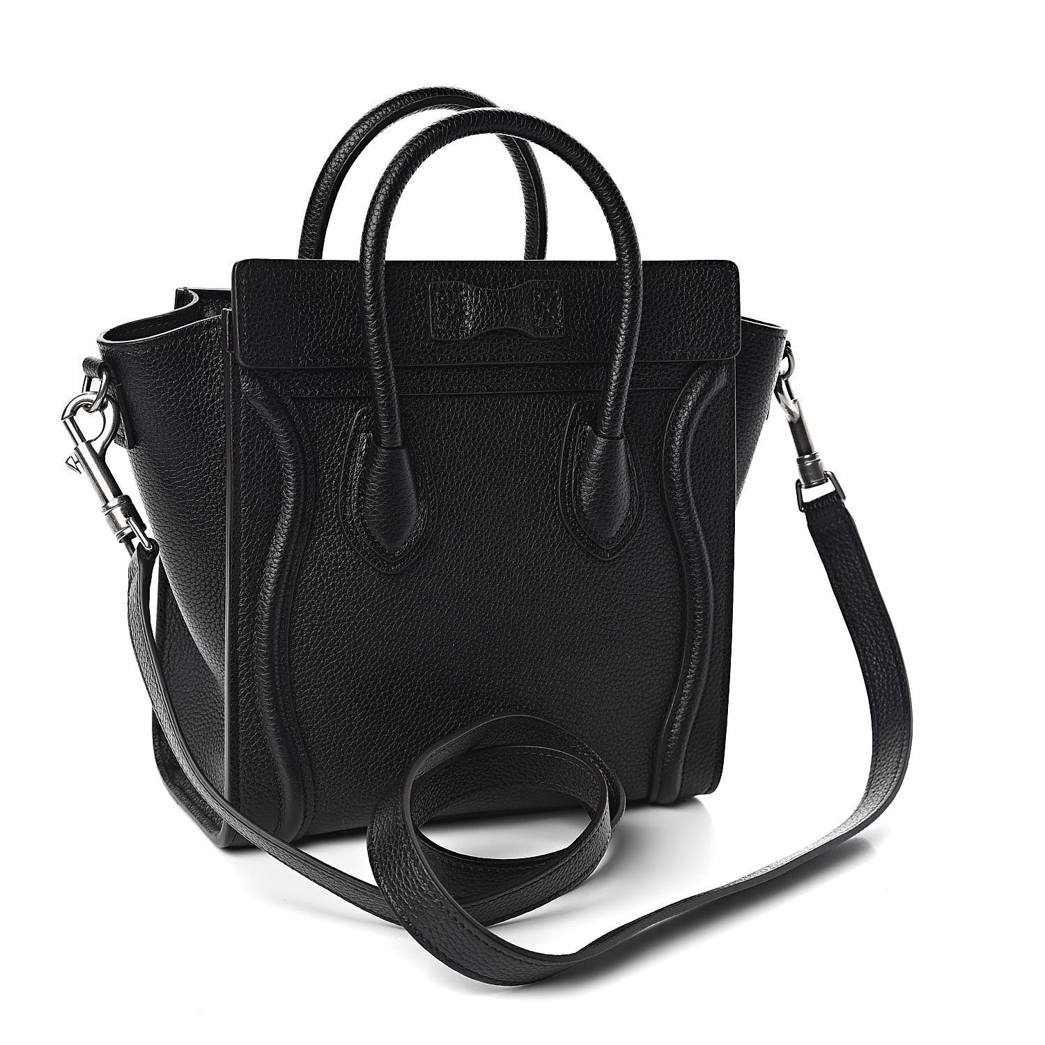 Celine Drummed Calfskin Nano Luggage Black 3 of 10