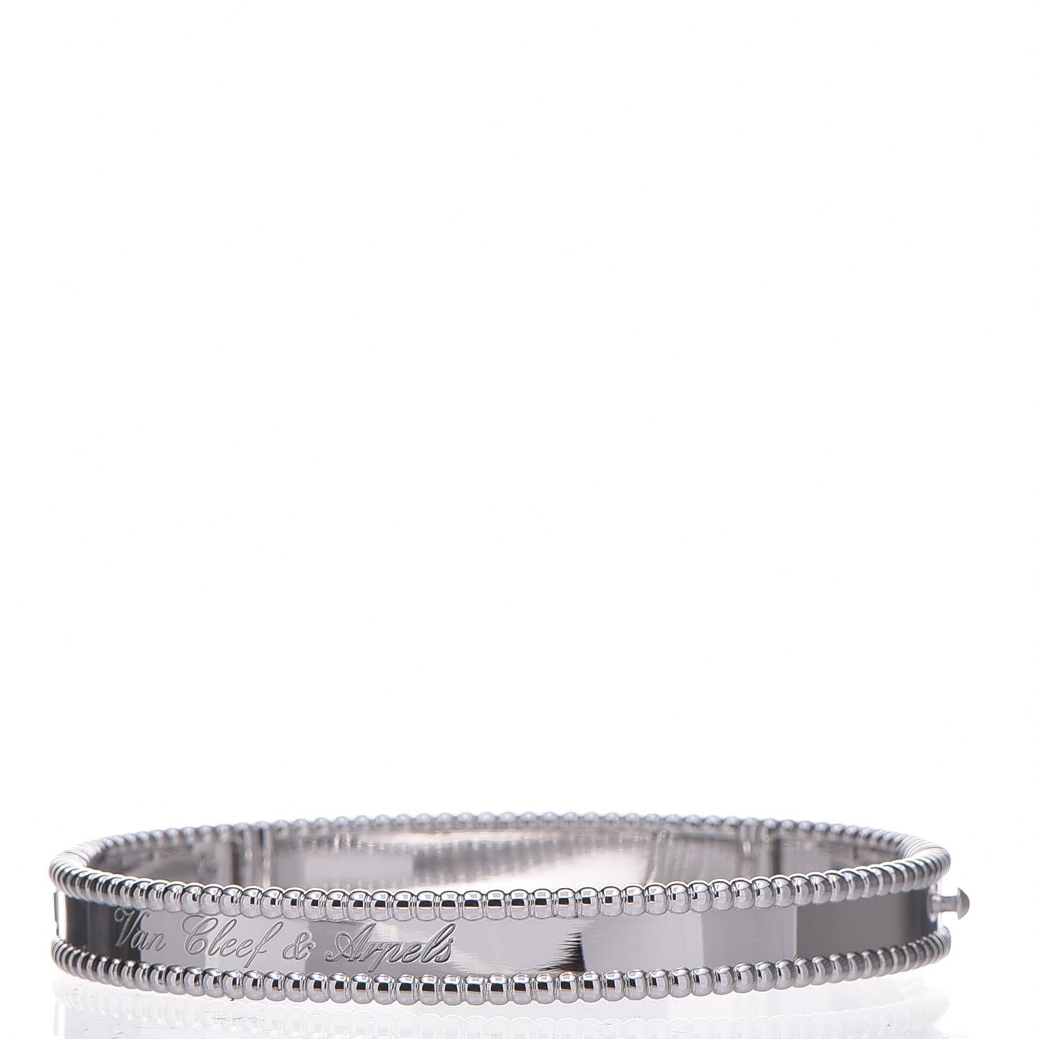 Van Cleef & Arpels 18K White Gold Perlee Signature Bangle Bracelet M 4 of 8