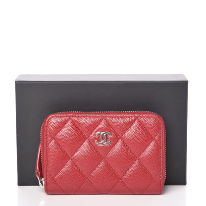 Chanel Caviar Quilted Zip Coin Purse Dark Red 10 of 10