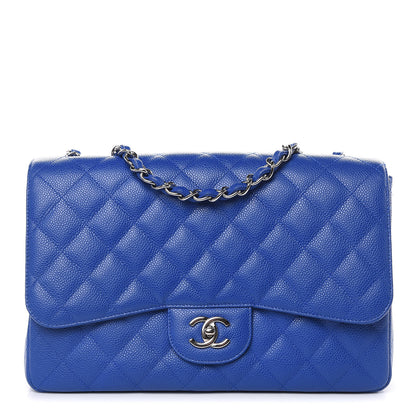 Chanel Caviar Quilted Jumbo Single Flap Blue 1 of 10