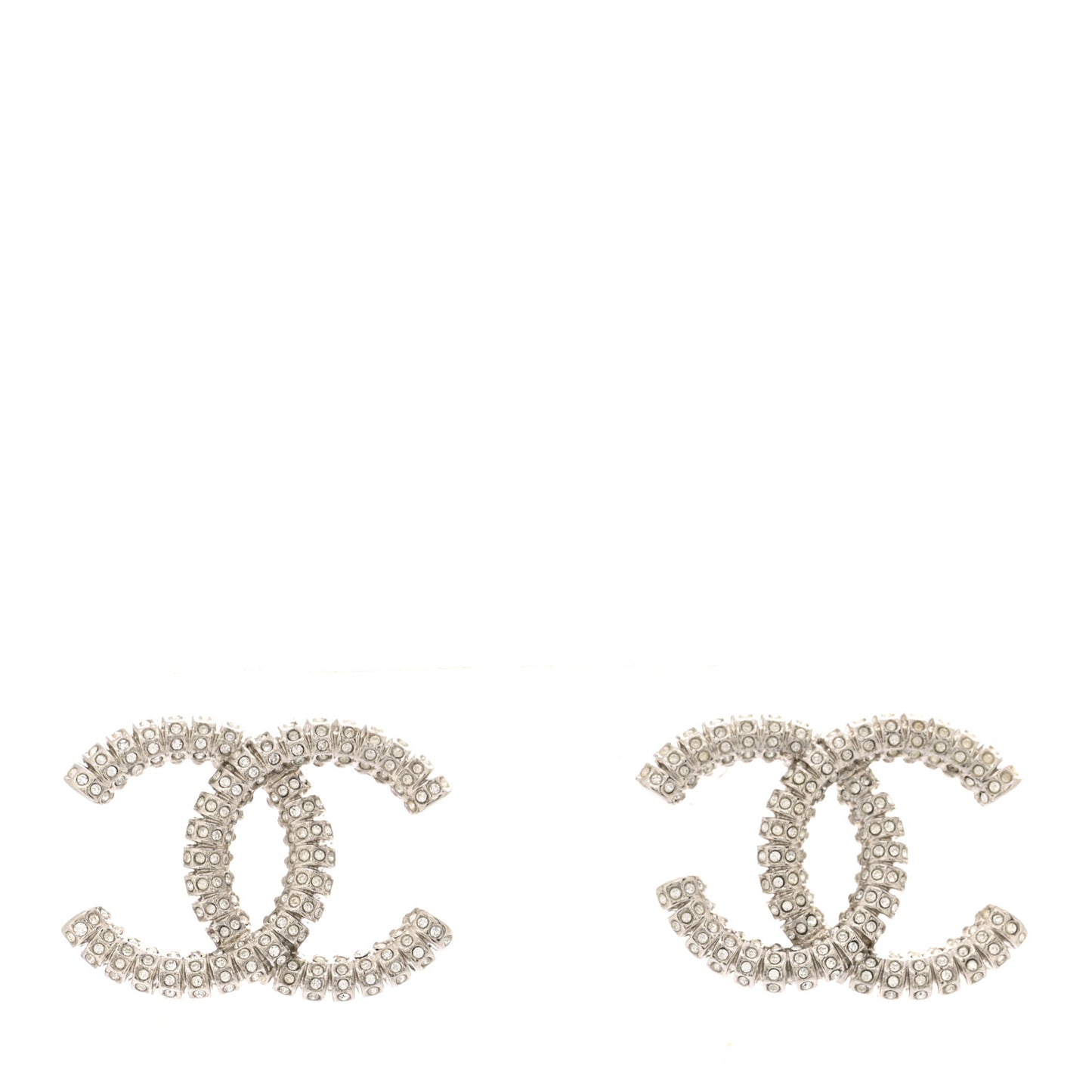 Crystal Large CC Earrings Silver