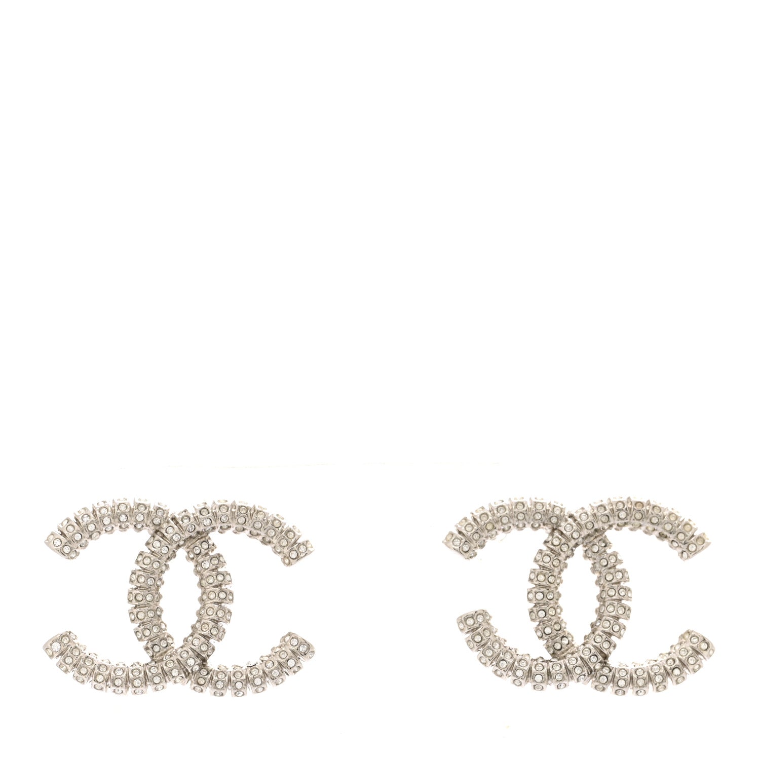 Chanel Crystal Large CC Earrings Silver 1 of 5