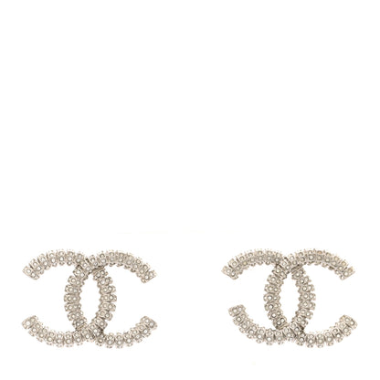 Chanel Crystal Large CC Earrings Silver 1 of 5