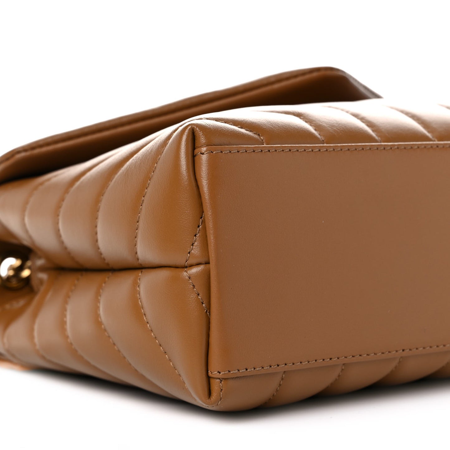 Calfskin Y Quilted Monogram Small Loulou Chain Satchel Dark Natural