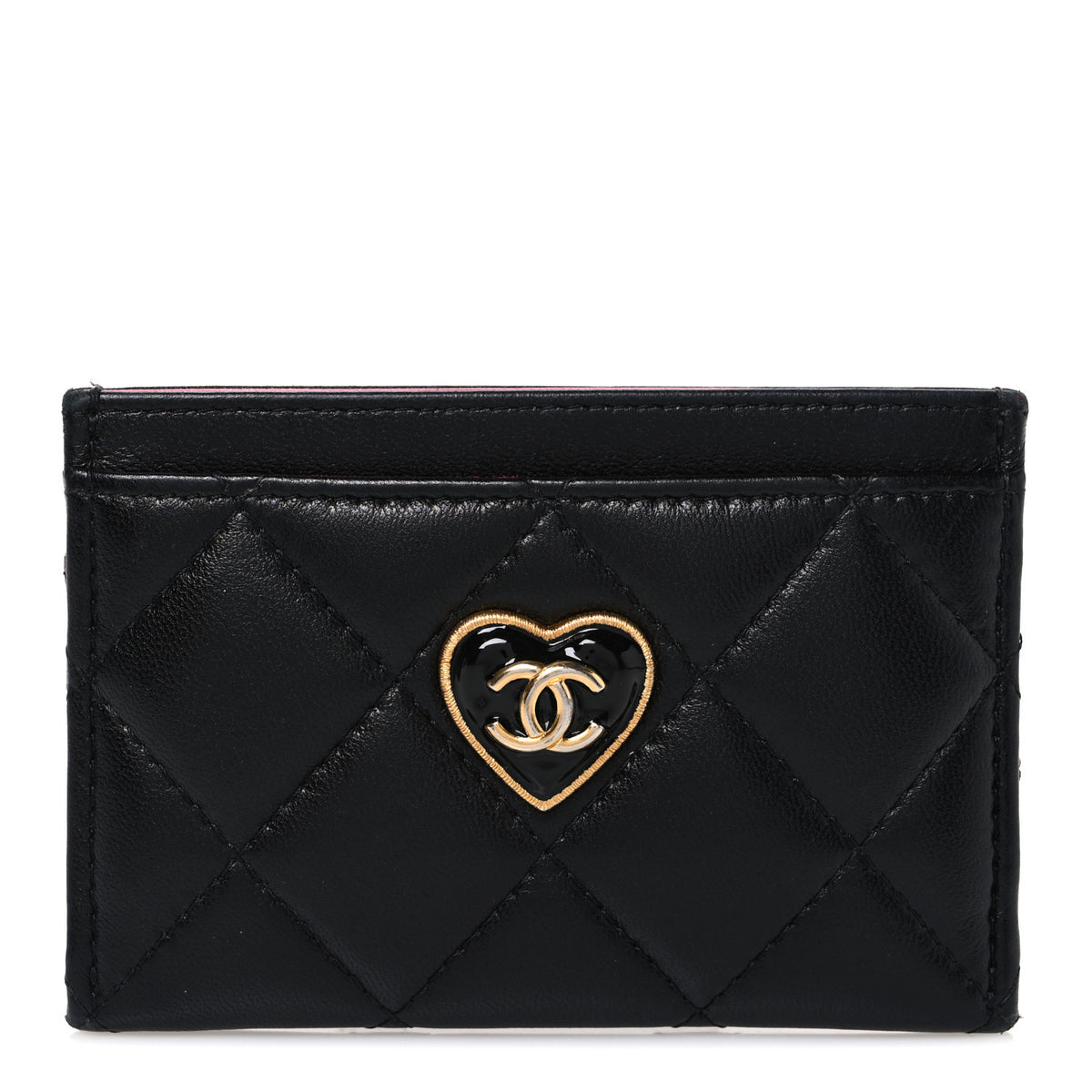 Chanel Lambskin Plexiglass Quilted Coco Love Card Holder Black 1 of 8