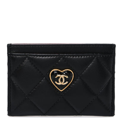 Chanel Lambskin Plexiglass Quilted Coco Love Card Holder Black 1 of 8