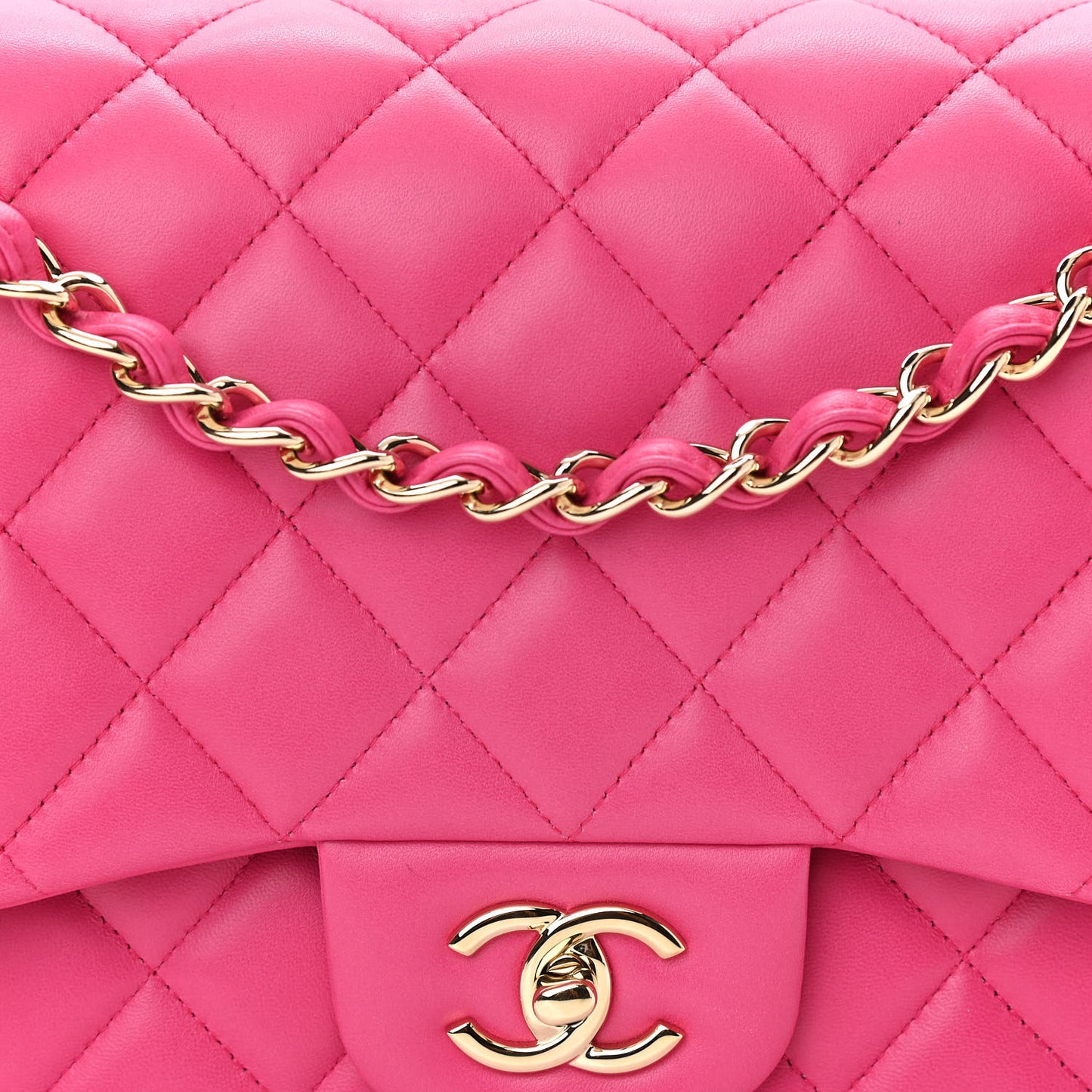 Lambskin Quilted Jumbo Double Flap Fuchsia