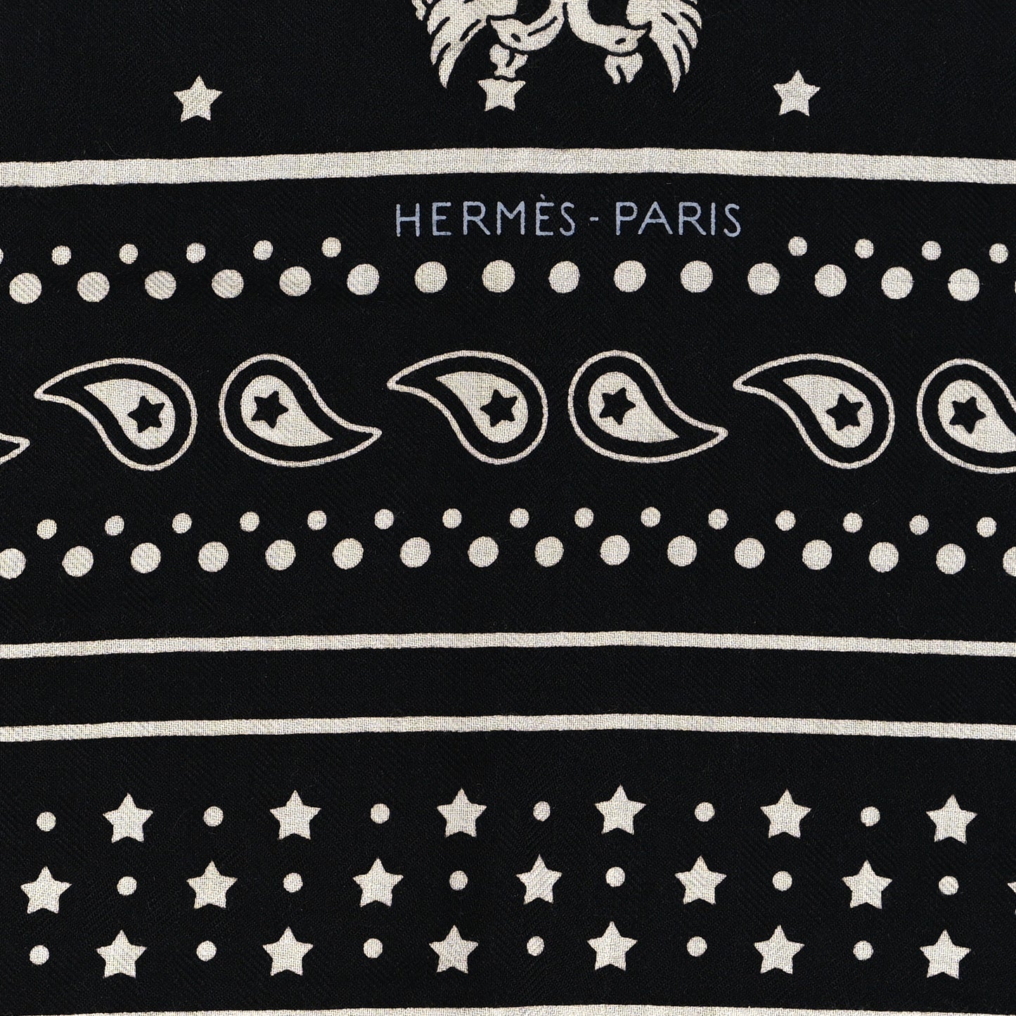 Cashmere Silk Les Cles Bandana Shawl 140 Black White