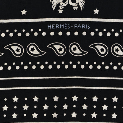 Hermes Cashmere Silk Les Cles Bandana Shawl 140 Black White 2 of 4