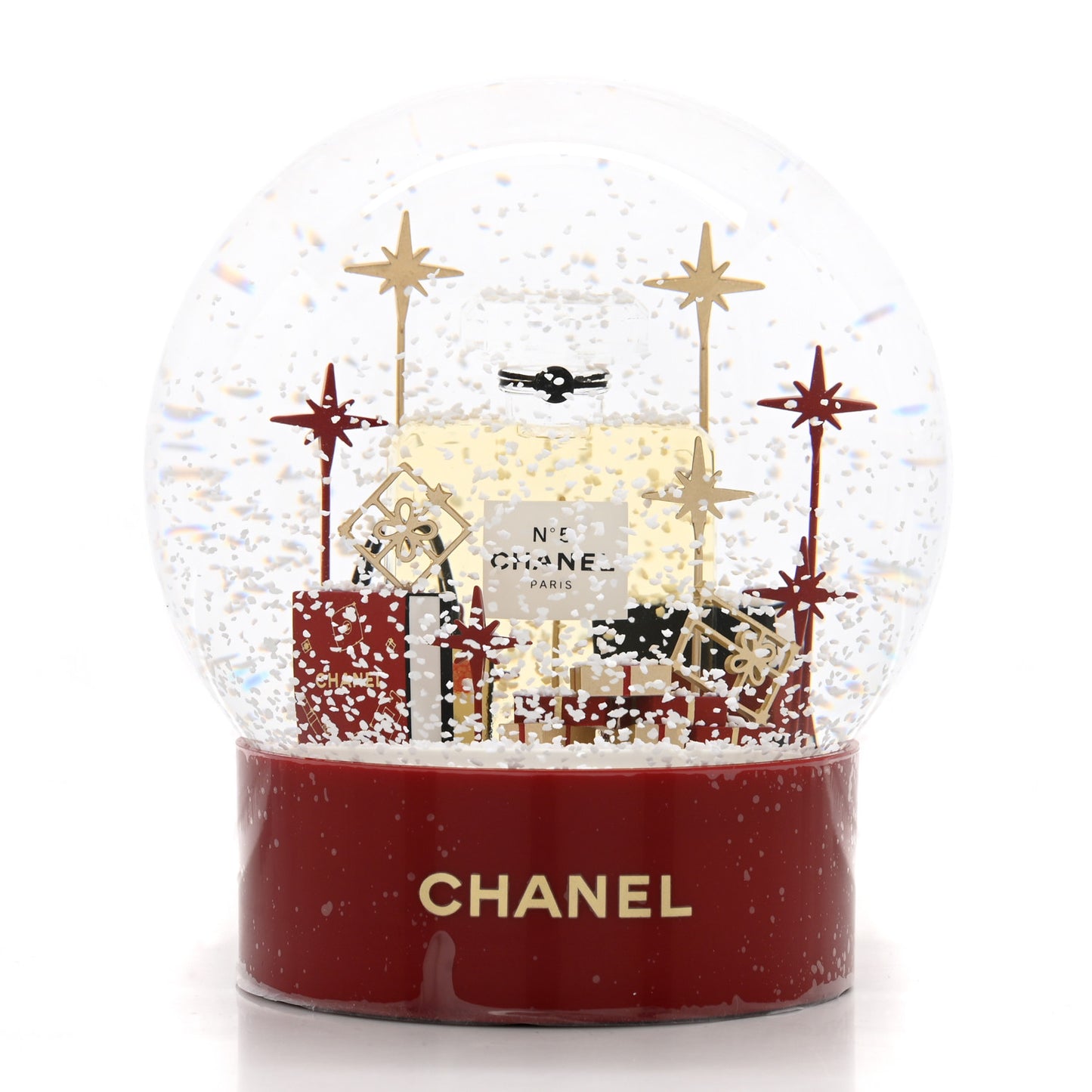 Glass N&deg;5 Perfume Bottle Snow Globe Red