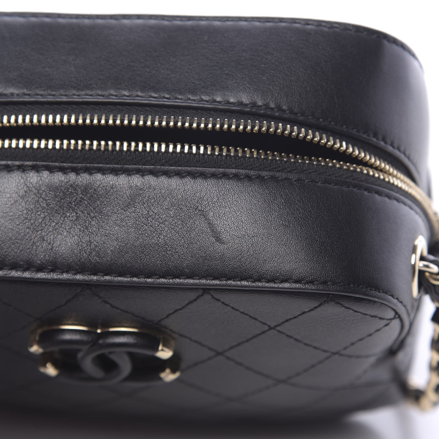 Chanel Calfskin Stitched Enamel CC Camera Case Bag Black 10 of 11