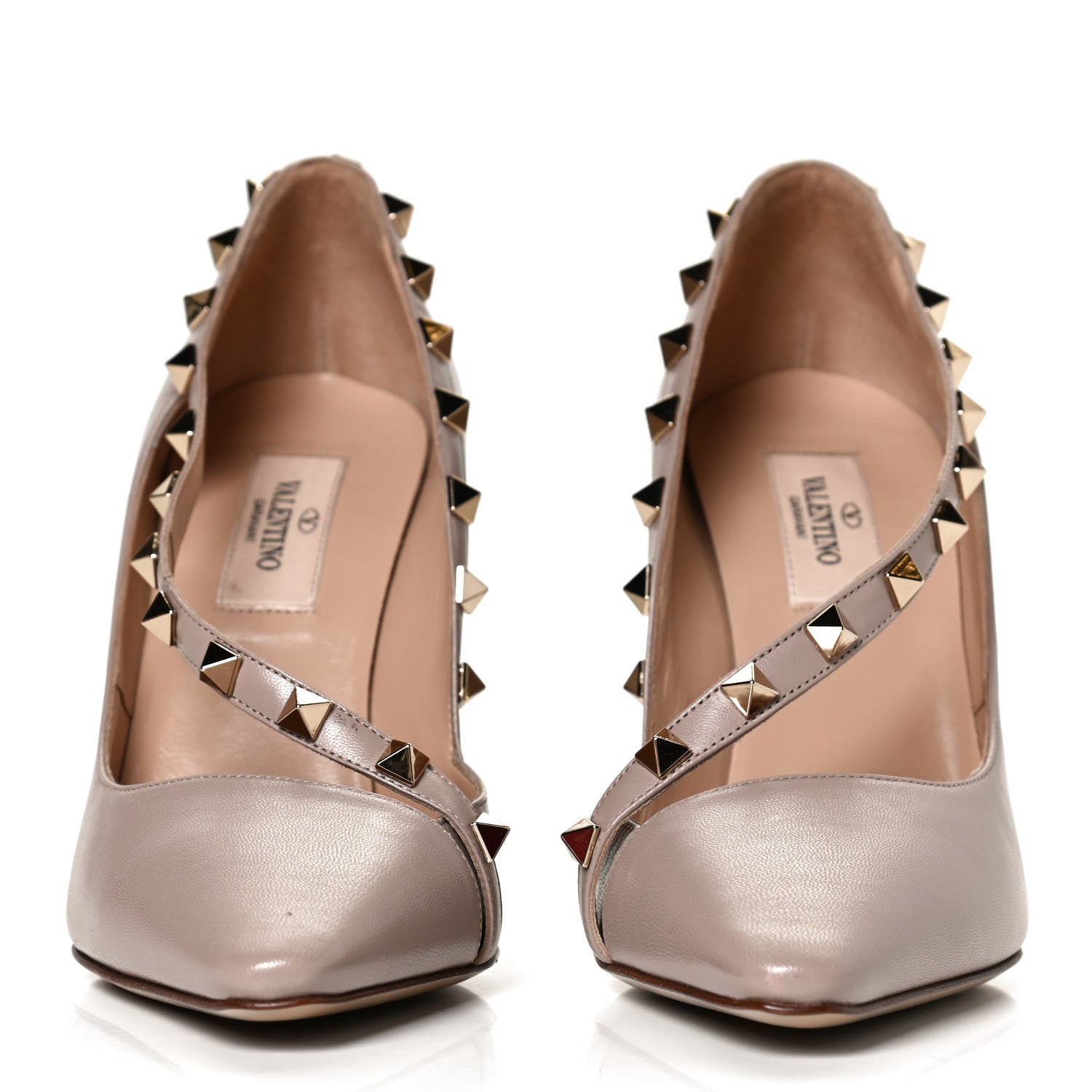Valentino Garavani Nappa Rockstud Cross Strap D'Orsay 105mm Pumps 36.5 Poudre 2 of 11