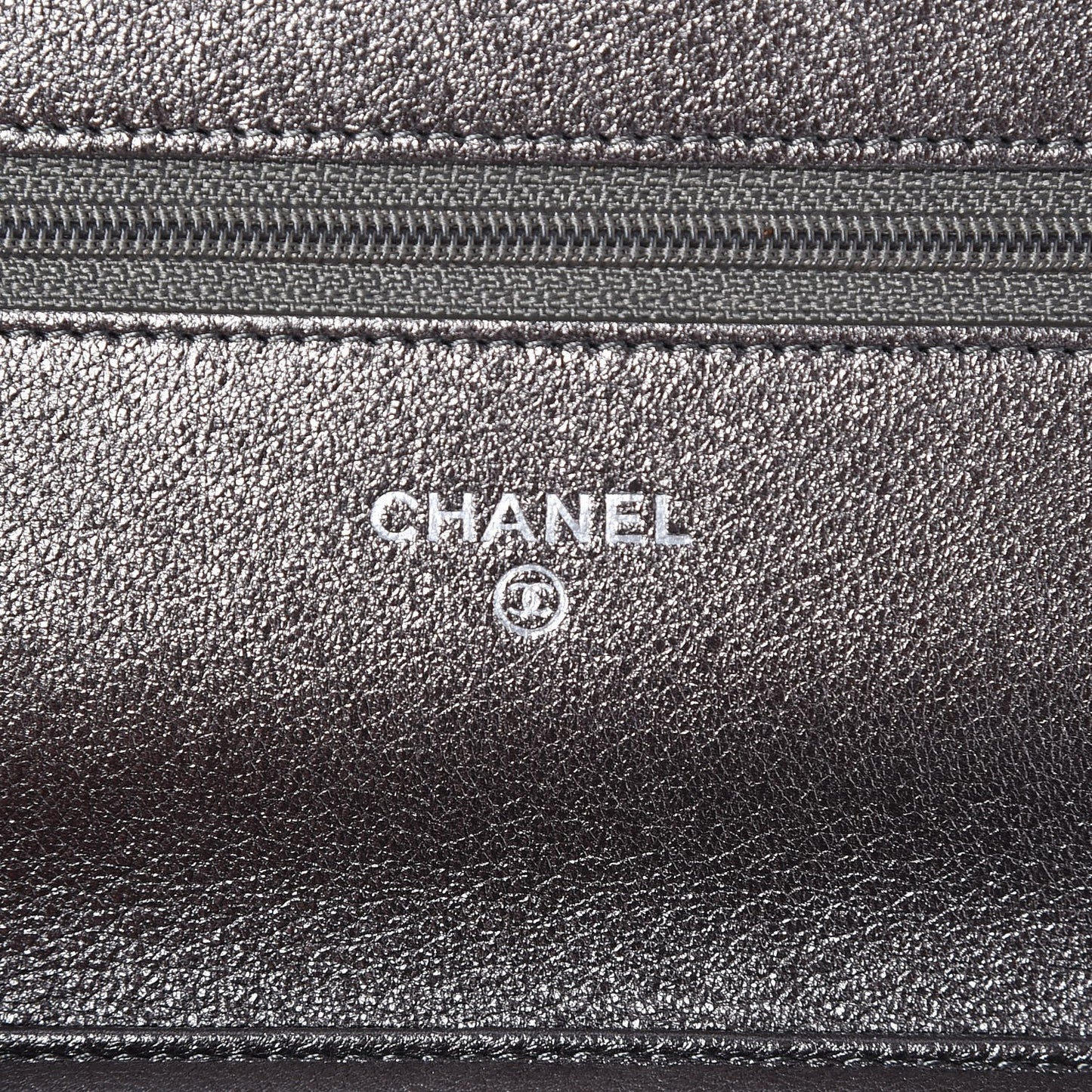 Metallic Lambskin Quilted Reissue Wallet On Chain WOC Dark Silver