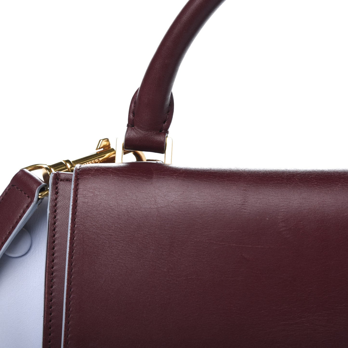 Smooth Calfskin Small Bi-Color Trapeze Burgundy Azur