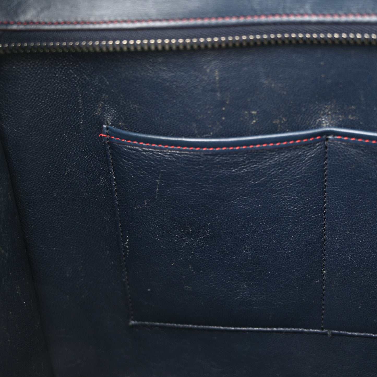 Satin Debossed Calfskin Mini Luggage Navy Blue