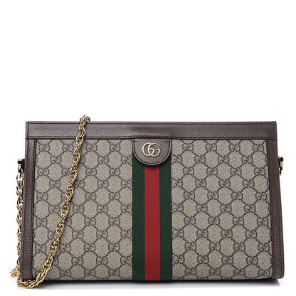 Gucci GG Supreme Monogram Web Medium Ophidia Chain Shoulder Bag Brown 1 of 9