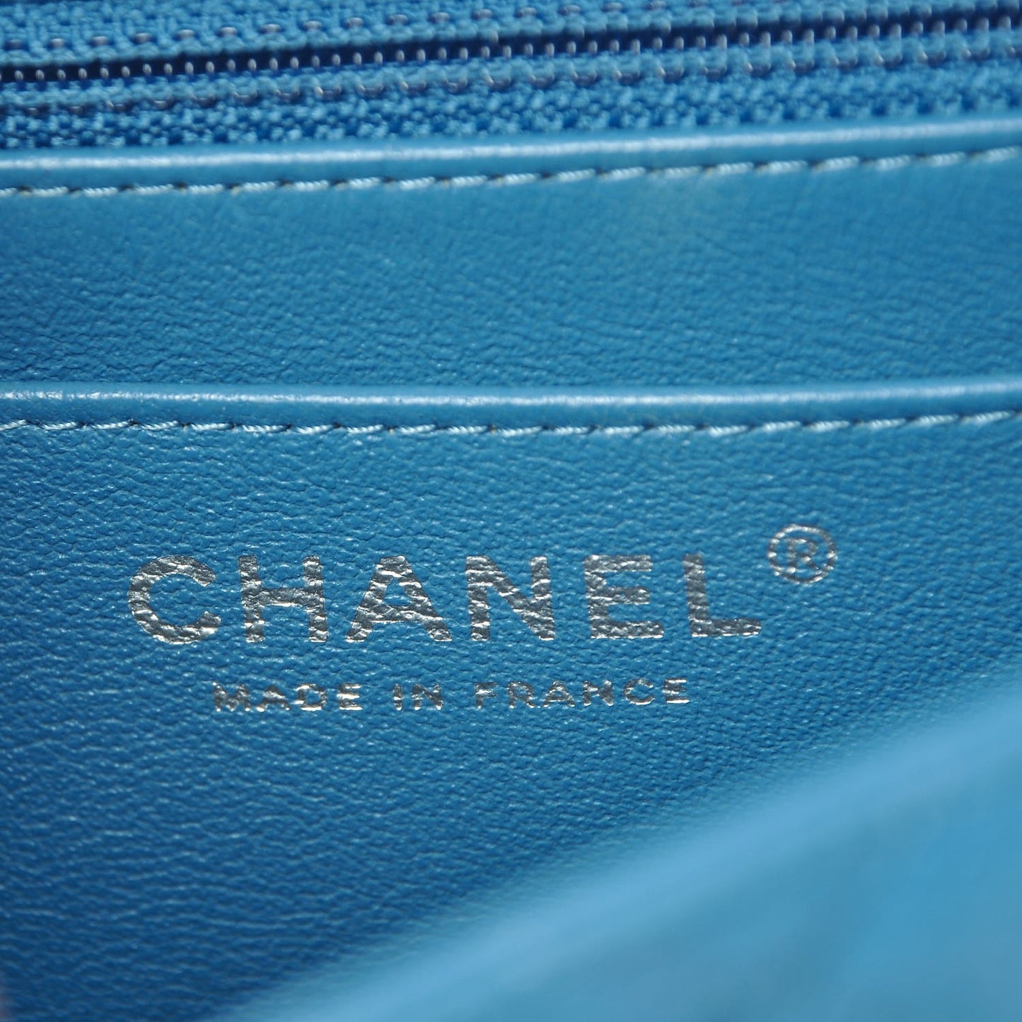 Iridescent Caviar Quilted Mini Square Flap Blue