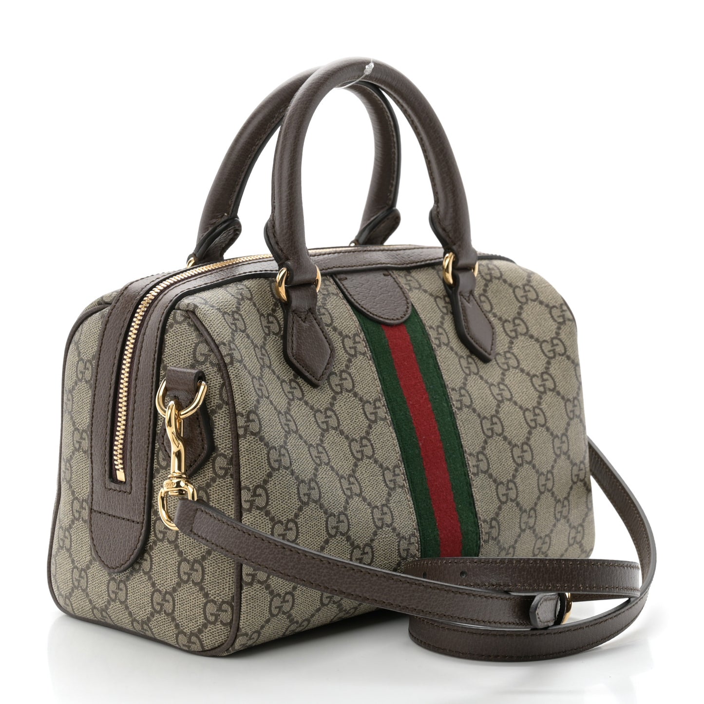 GG Supreme Monogram Web Small Ophidia Top Handle Bag Beige Ebony