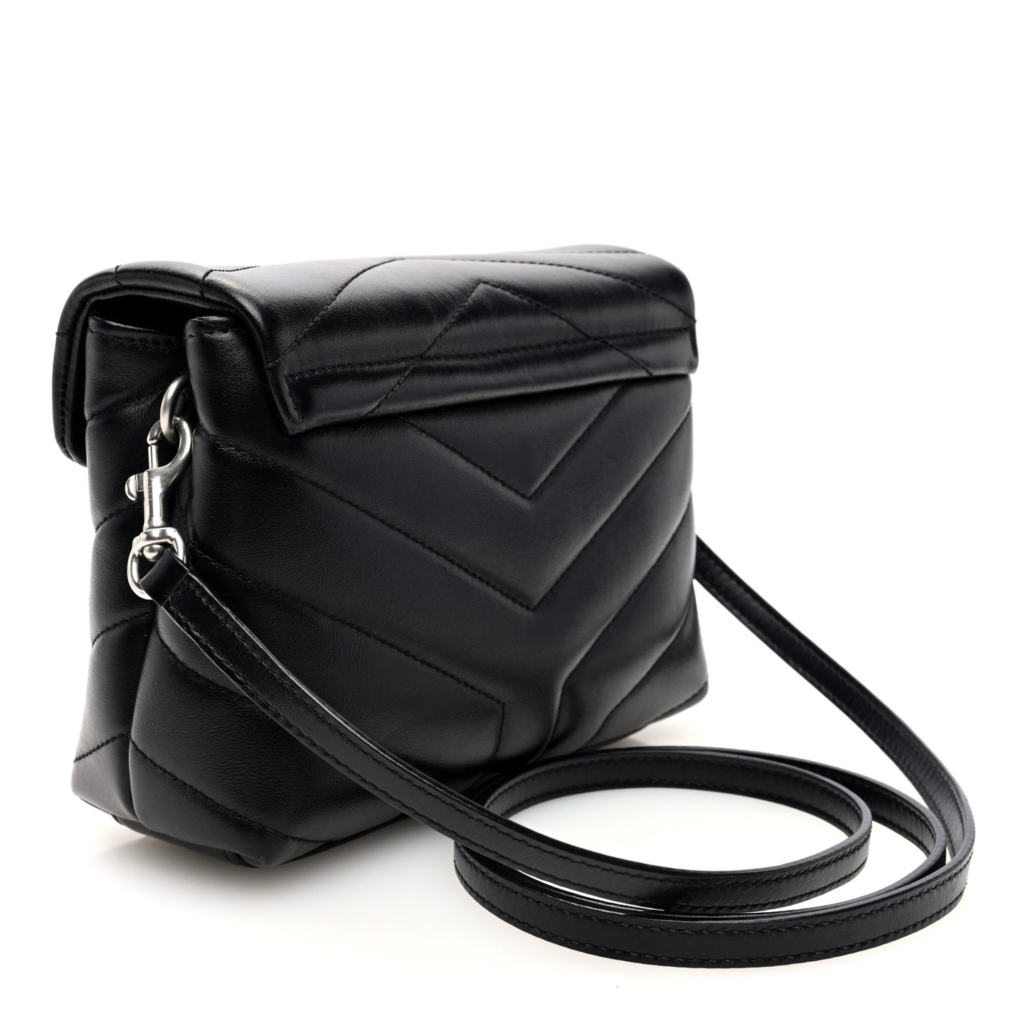 Calfskin Y Quilted Monogram Toy Loulou Crossbody Bag Black